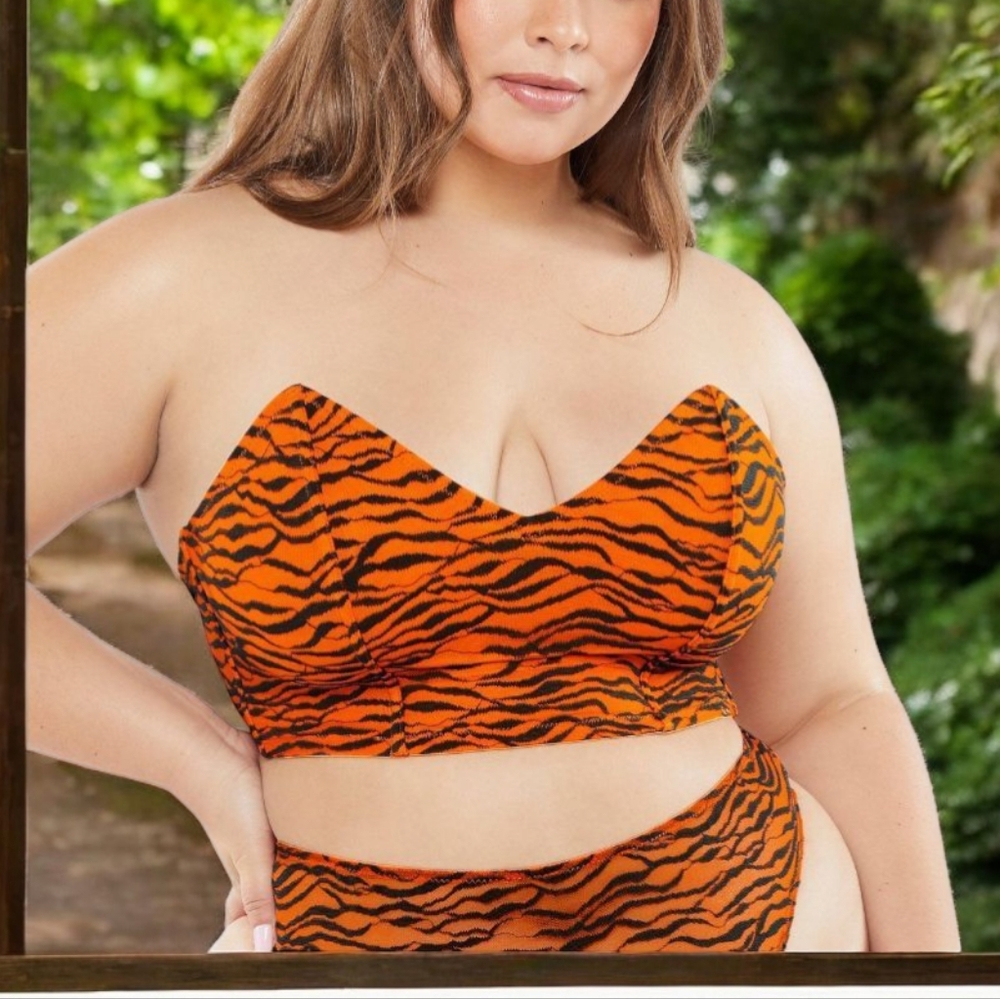 SAVAGE X FENTY ALL OVER ME LACE BANDEAU BRALETTE ORANGE GINGER SIZE 3X